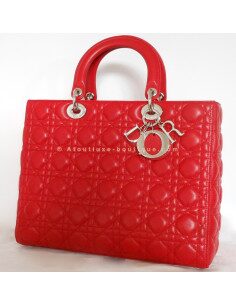 SAC LADY DIOR ROUGE GRAND MODELE