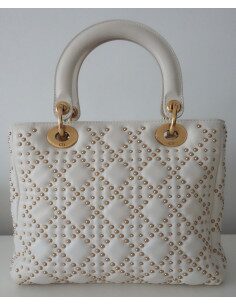 SAC LADY DIOR CLOUTE VEAU ECRU 2