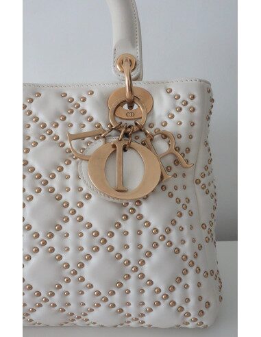 SAC LADY DIOR CLOUTE VEAU ECRU
