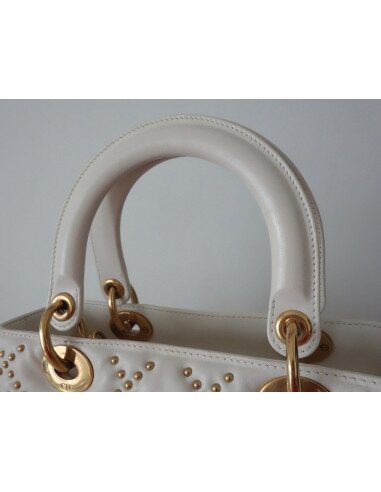 SAC LADY DIOR CLOUTE VEAU ECRU
