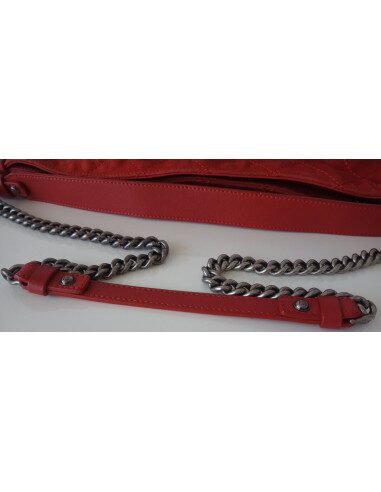 SAC CHANEL SHOPPING CUIR ROUGE