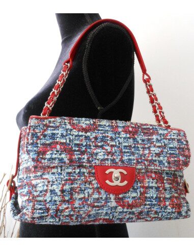 SAC CHANEL MADEMOISELLE GM CUIR / TWEED