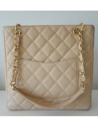 SAC CHANEL PETIT SHOPPING CUIR CAVIAR BEIGE