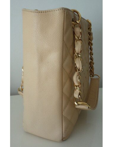 SAC CHANEL PETIT SHOPPING CUIR CAVIAR BEIGE