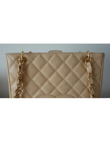 SAC CHANEL PETIT SHOPPING CUIR CAVIAR BEIGE