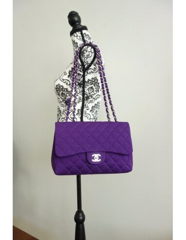 SAC CHANEL CLASSIQUE JERSEY VIOLET