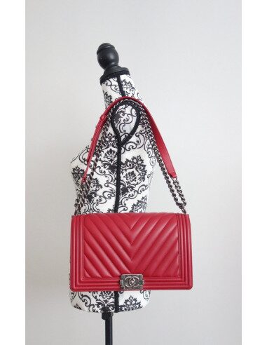 SAC CHANEL BOY CHEVRON ROUGE