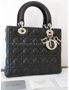 SAC LADY DIOR NOIR - MOYEN MODELE