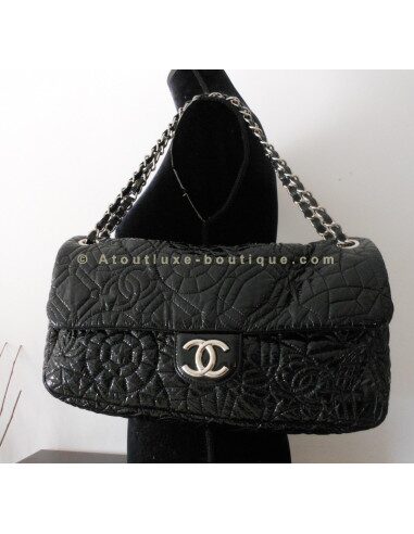 SAC CHANEL MAXI JUMBO CAMELIA NOIR