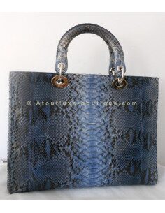 SAC LADY DIOR PYTHON BLEU - GRAND MODELE 2