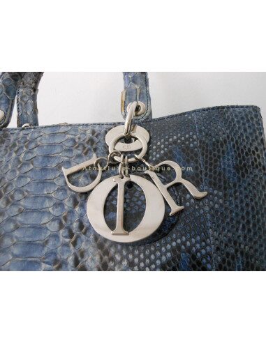 SAC LADY DIOR PYTHON BLEU - GRAND MODELE