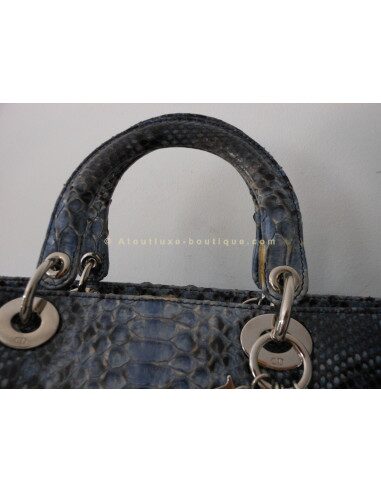 SAC LADY DIOR PYTHON BLEU - GRAND MODELE