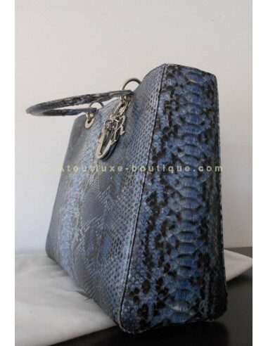 SAC LADY DIOR PYTHON BLEU - GRAND MODELE