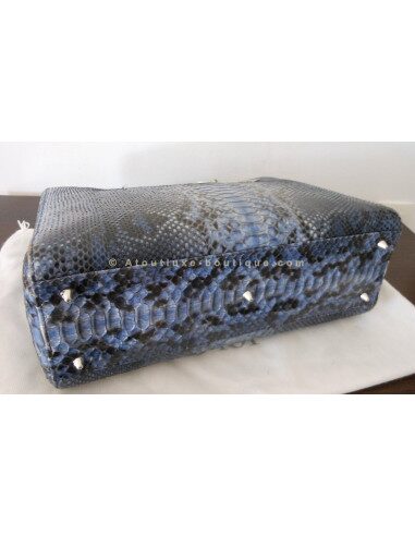 SAC LADY DIOR PYTHON BLEU - GRAND MODELE