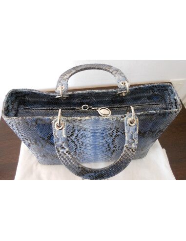 SAC LADY DIOR PYTHON BLEU - GRAND MODELE