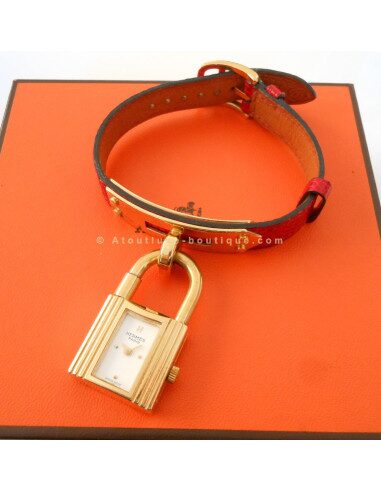 MONTRE HERMES KELLY BRACELET LEZARD ROUGE