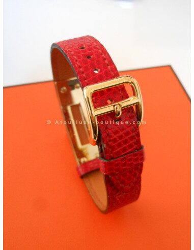 MONTRE HERMES KELLY BRACELET LEZARD ROUGE