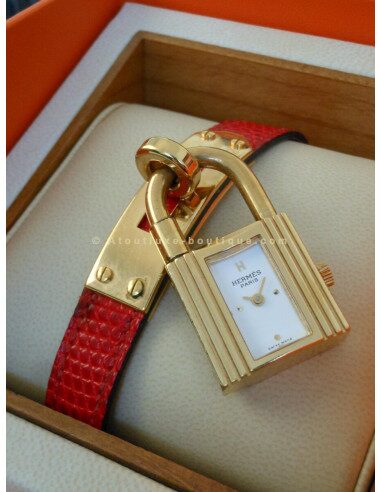 MONTRE HERMES KELLY BRACELET LEZARD ROUGE