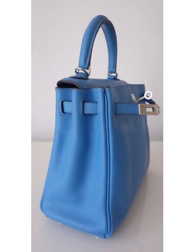 SAC HERMES KELLY 25 BLEU PARADIS