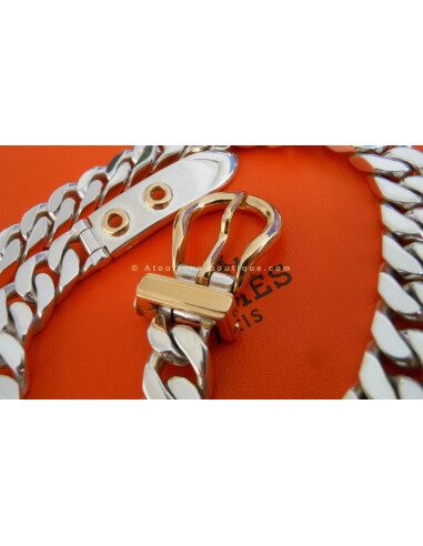 COLLIER HERMES SELLIER ARGENT / OR JAUNE
