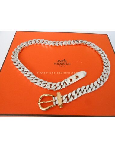 COLLIER HERMES SELLIER ARGENT / OR JAUNE