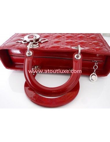 SAC LADY DIOR ROUGE VERNI - GRAND MODELE