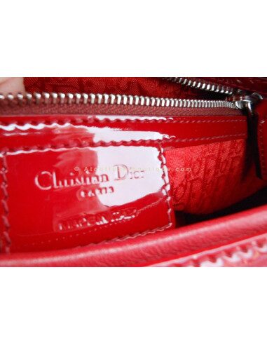 SAC LADY DIOR ROUGE VERNI - GRAND MODELE
