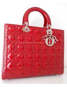 SAC LADY DIOR ROUGE VERNI - GRAND MODELE