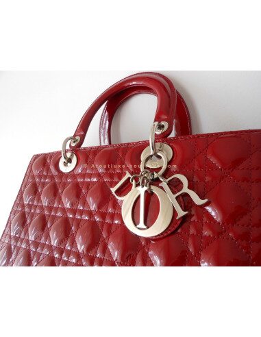 SAC LADY DIOR ROUGE VERNI - GRAND MODELE