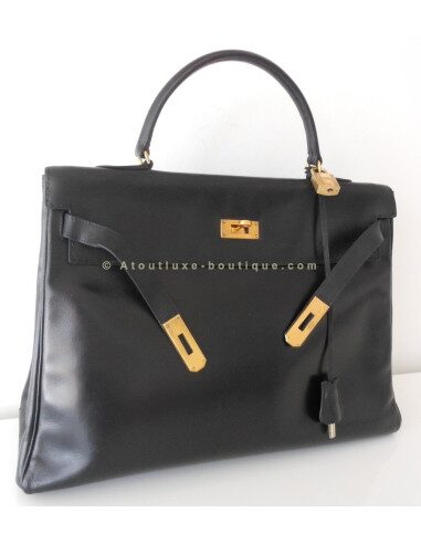 SAC HERMES KELLY 35 NOIR VINTAGE