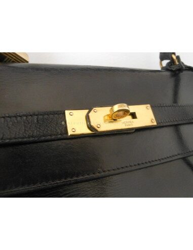 SAC HERMES KELLY 32 NOIR VINTAGE