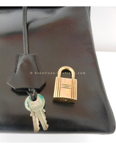 SAC HERMES KELLY 32 NOIR VINTAGE