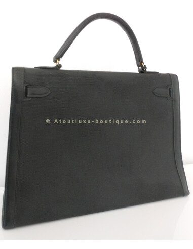 SAC HERMES KELLY NOIR VINTAGE BI-MATIERE