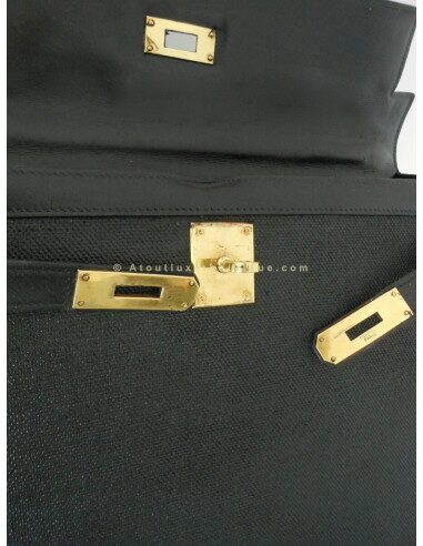 SAC HERMES KELLY NOIR VINTAGE BI-MATIERE
