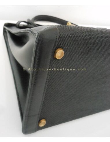 SAC HERMES KELLY NOIR VINTAGE BI-MATIERE