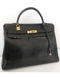 SAC HERMES KELLY 35 NOIR VINTAGE