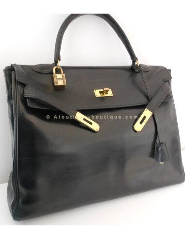 SAC HERMES KELLY 35 NOIR VINTAGE