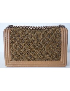 SAC CHANEL BOY TWEED GOLD 2