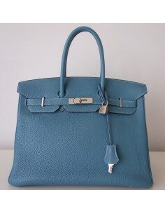 Sac Hermes Birkin 35 bleu jean