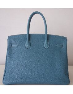 Sac Hermes Birkin 35 bleu jean 2