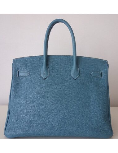 Sac Hermes Birkin 35 bleu jean