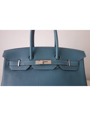 Sac Hermes Birkin 35 bleu jean
