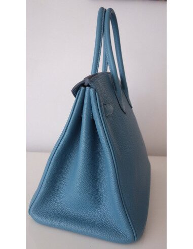 Sac Hermes Birkin 35 bleu jean