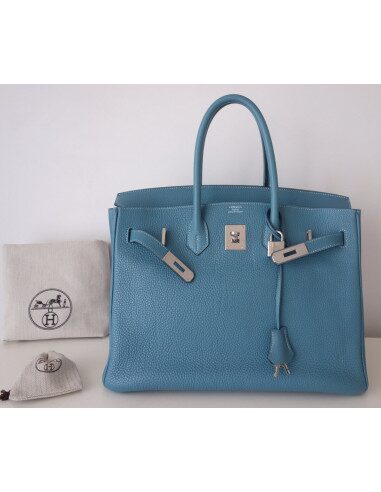 Sac Hermes Birkin 35 bleu jean