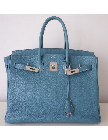 Sac Hermes Birkin 35 bleu jean