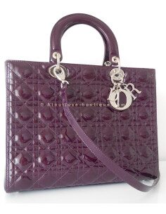 SAC LADY DIOR GRAND MODELE AUBERGINE