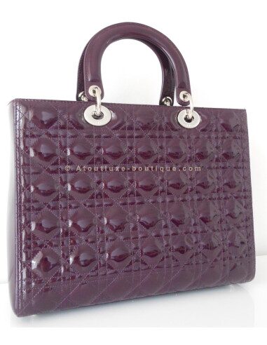 SAC LADY DIOR GRAND MODELE AUBERGINE