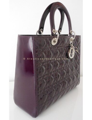 SAC LADY DIOR GRAND MODELE AUBERGINE