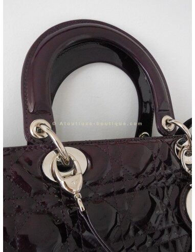 SAC LADY DIOR GRAND MODELE AUBERGINE