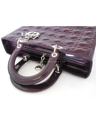 SAC LADY DIOR GRAND MODELE AUBERGINE
